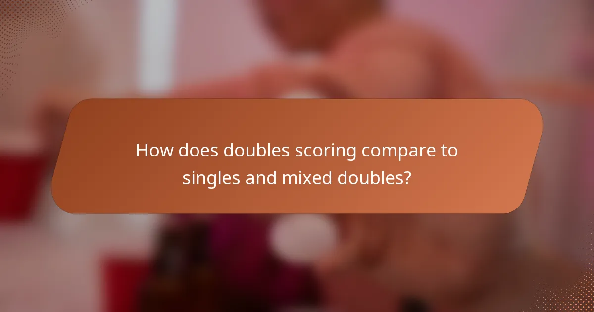 How does doubles scoring compare to singles and mixed doubles?