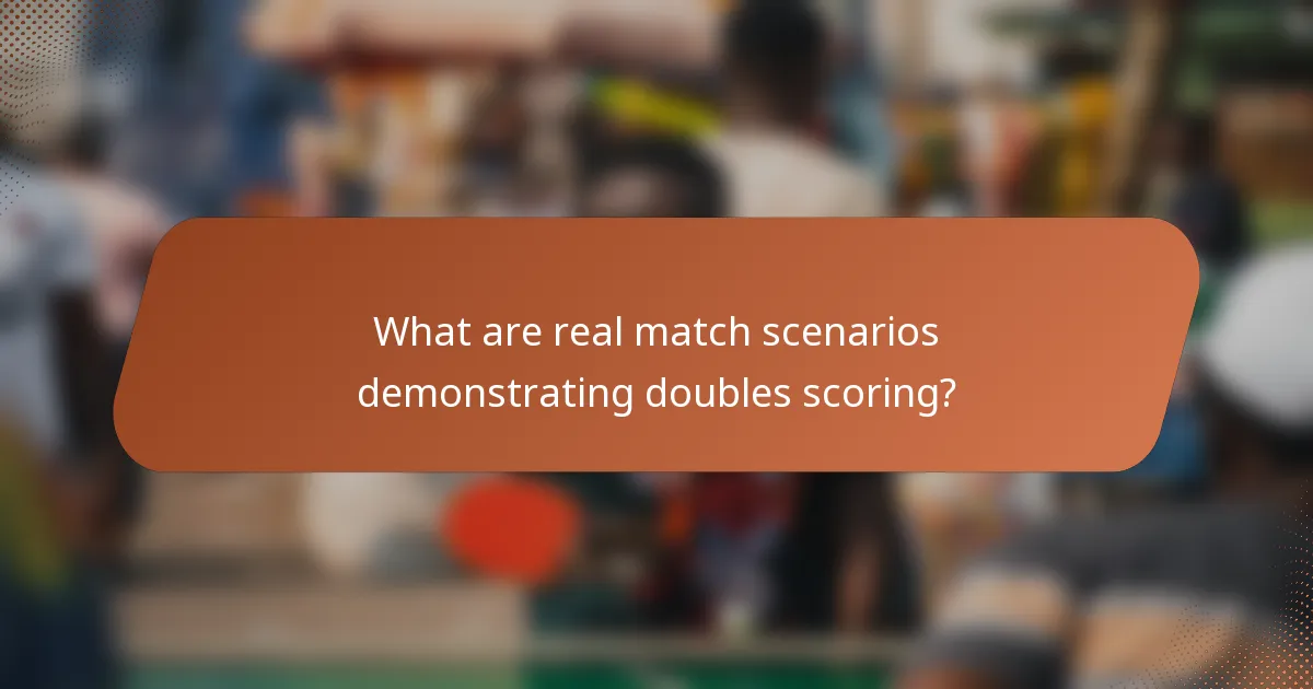What are real match scenarios demonstrating doubles scoring?
